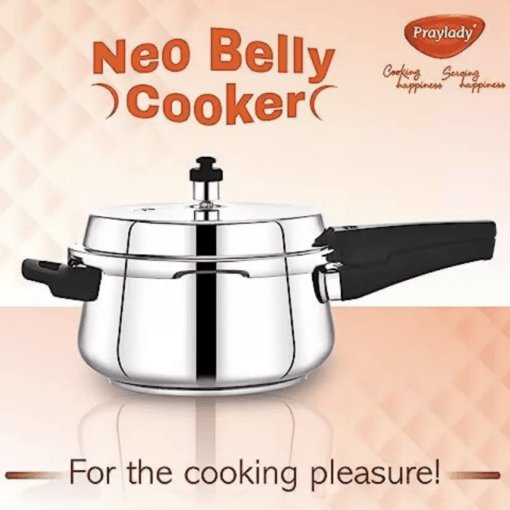 Praylady Neo Belly Pressure Cooker 1.2 mm Thickness Pressure Cooker with Outer Lid 3.5 L Induction Bottom Pressure Cooker  (Stainless Steel) - Image 2